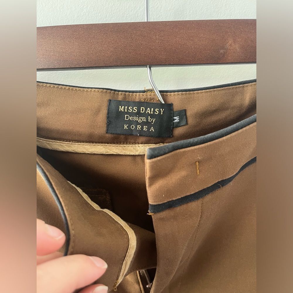 MISS DAISY Design by KOREA Brown Cropped Pants Size M Office Academia Basics - Picture 5 of 11
